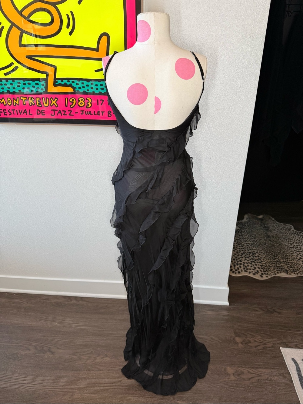 Rat & Boa Selena Black Ruffle Chiffon Maxi Dress XXS - Picture 8 of 16
